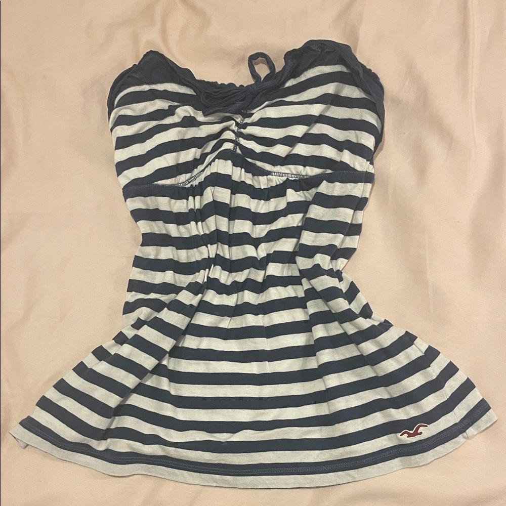 Hollister Co Babydoll Navy and White Top